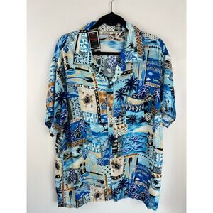 Men's Aremar Dominican Republic Beach Print Cotton Resort Shirt Vacation XXL